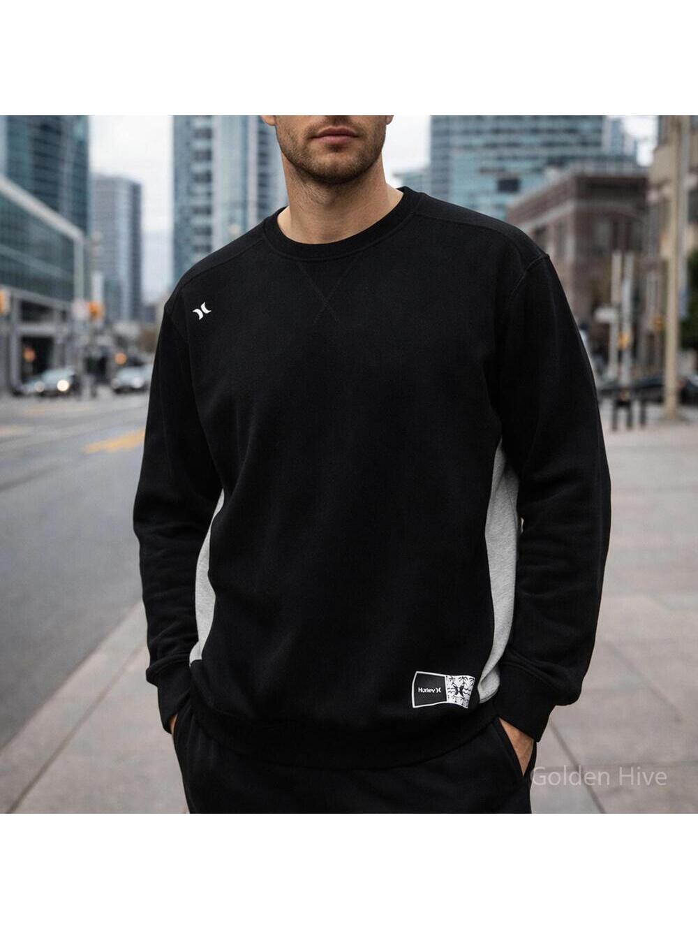 Hurley Mens Crewneck Sweatshirt Black XL Casual Pullover Streetwear